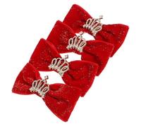 VERDANVERSE 4pcs Pet Hairpin with Crown Bowknot Design Lightweight Hair Clips for Dogs and Cats Comfortable Wedding Party Hair Accessories for Pets