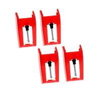 VERDANVERSE 4Pcs Red Phonograph Stylus Needles for Record Player Turntable Cartridge Replacement, Made of Plastic and Aluminum, Easy to Install and Use for Vinyl Record Players