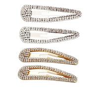 VERDANVERSE 4pcs Rhinestone Snap Hair Clips Glitter Barrettes for Women Elegant Metal Accessories for Everyday Styles Special Occasions Fashionable Hairpins