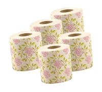 VERDANVERSE 5 Rolls Rose Print Toilet Paper Decorative Floral Bathroom Tissue Made from Soft Wood Pulp Elegant Natural Bamboo Pulp Bath Tissue for Wedding Bridal Shower Restaurant and Home