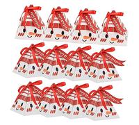 VERDANVERSE 50Pcs Christmas Candy Treat Boxes Small Triangle Gift Containers for Party Favors Multi Purpose Packaging for Cookies Chocolates and Handmade Soaps with Snowman Face Design
