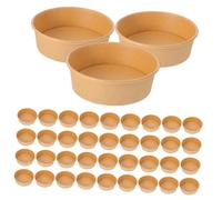 VERDANVERSE 50pcs Kraft Paper Food Containers Round Takeaway Bowls Heat Resistant for Hot Meals Soups Portable Catering and Chinese Takeout Food Storage