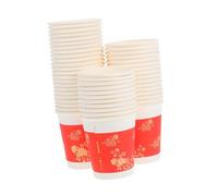 VERDANVERSE 50pcs Red Paper Hot Tea Cups with Double Happiness Symbol, Moderate Capacity Disposable Beverage Cups for Wedding Tea Ceremonies and Traditional Chinese Celebrations, Lightweight