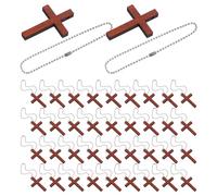 VERDANVERSE 50Pcs Wooden Cross Pendants with 15Cm Stainless Steel Chains Religious Catholic Cross Charms for Baptism Souvenirs Christmas and Easter Party Favors for Jewelry Making and Home