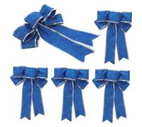 VERDANVERSE 5pcs Christmas Bow Organza Ribbon Garlands Outdoor Christmas Decor Xmas Ornaments Outdoor Decor Presents Ornaments for Crafts Decorations Blue