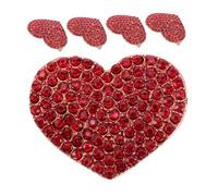 VERDANVERSE 5pcs Elegant Red Rhinestone Heart Brooch Pins Stylish Valentine's Day Lapel Pin for Women Durable Construction for Weddings and Anniversaries