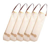 VERDANVERSE 5Pcs Hanging Mesh Onion Bags Reusable Produce Storage Bags Breathable Ventilated Mesh for Fruits and Vegetables Kitchen Organizer Beige