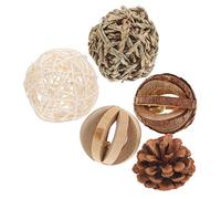 VERDANVERSE 5pcs Natural Wooden Hamster Molar Bunny Chew Balls Animal Teeth Grinding for Rabbits Guinea Pigs Gerbils and Squirrels Pet Chew Set for Dental Health and Digestion