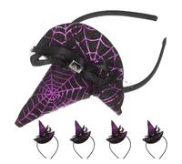 VERDANVERSE 5pcs Witch Hat Hairband Halloween Cosplay Headband for Women Spider Web Gothic Party Dress up Witch Hat Headband for Halloween Costume