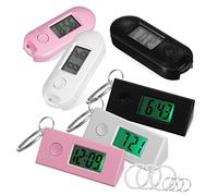 VERDANVERSE 6 Pcs Digital Keychain Pocket Watches Set with LED Luminous Display, Portable Electronic Keyring Watches for Students and Nurses, Black White Pink, Rectangular and Oval Shapes