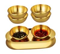 VERDANVERSE 6 Pcs Stainless Steel Small Dip Bowls with Large Oval Decorative Platters Trays for Home Kitchen Dinner Parties Buffet BBQ Picnics