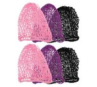 VERDANVERSE 6pcs 6pcs Mesh Hair Nets for Sleeping Soft Rayon Knit Crochet Snood Caps for Women Breathable Stretch Hair Cover for Nighttime Sports Makeup Travel Multicolor Dark Purple Dark Gray