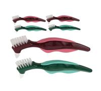 VERDANVERSE 6pcs Denture Cleaning Brush Dual Head with Hard Bristles for Seniors Non Slip Handle Portable False Teeth Cleaner and Gum Massaging Tool for Travel and Daily Use