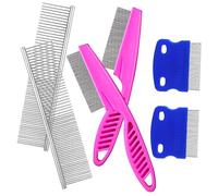 VERDANVERSE 6pcs Dog Combs for Grooming Pet Combs Rounded Ends Suitable for Long and Short Haired Pets Stainless Steel Teeth