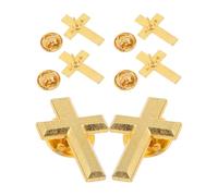 VERDANVERSE 6pcs Gold Cross Lapel Pins Brooches with Detailed Engraving, Alloy Material, Elegant Religious Symbolism for First Holy Communion Ceremonies and Baptisms