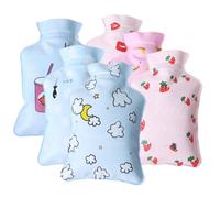 VERDANVERSE 6Pcs Mini PVC Hot Water Bags Set, Cartoon Hand Warmers with Red Lips, Banana, Strawberry, Cup, Cloud Cat Designs, Practical Heat Bags for Women and, Portable Warm Water Pouches
