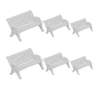 VERDANVERSE 6pcs Miniature Park Chair Model in White Pp Material, Realistic and Artistic Sand Table Decor Accessory and Desktop Ornament for Home Decoration and Birthdays