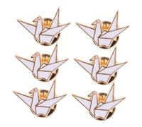 VERDANVERSE 6pcs Novelty Brooch Pin Cute Origami Crane Brooch for Backpacks Apparel Scarf Women Metal Lapel Pins for Fashion Present Ideas