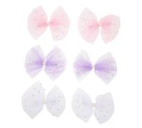 VERDANVERSE 6pcs Soft Tulle Bow Hair Clips for Boy Girl Elastic Gauze Snap Barrettes in Pink White Purple Gentle Hair Bow Accessories for Secure Fit and Stylish Party Look