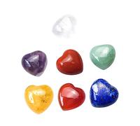 VERDANVERSE 7pcs Heart Shaped Natural Chakra Stones Meditation Crystals Set for Stress Relief Positive Relaxation Durable Smooth Stones for Mindfulness Practice