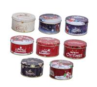 VERDANVERSE 8 Pcs Small Boxes Presents Christmas Boxes for Biscuits Mom over White Voucher Holiday Occasion Christmas Tin with Lid Small Sweet Tins Festive The Tinplate
