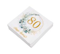 VERDANVERSE 80pcs Greenery Paper Napkins with Vivid Eucalyptus Leaf Design Highly Absorbent Disposable Napkins for Birthday Party Outdoor Picnic Spring and Summer Events Travel-Friendly Table