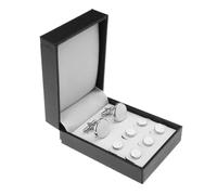 VERDANVERSE 8pcs French Style Round Tuxedo Cufflinks and Shirt Studs Set for Men Enamel Finish Compatible with French Cuff Shirts Material for Weddings Business Formal Events