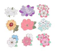 VERDANVERSE 9pcs Spring Themed Flower Brooch Pins Enamel Metal Lapel Badges for Women Compact Lightweight Cherry Blossom Pins for Clothes Bags Hats Accessories