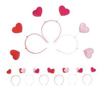 VERDANVERSE 9pcs Valentine's Day Heart Headbands for Women Glitter Sequin Hairbands Cupid Party Accessories Non-fading Red Pink Gold Multi-color for Group Celebrations and Festival Wear