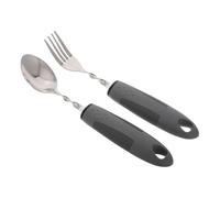 VERDANVERSE Adaptive Bendable Elderly Utensils Set Weighted Stainless Steel Fork and Spoon with Soft Rubber Handles for Disabled Hand Mobility and Comfortable Grip