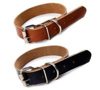 VERDANVERSE Adjustable Cow Leather Dog Collar for Small and Medium Dogs Wear-resistant Plain Puppy Collar in Black Comfortable Fit Pet Accessory