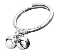 VERDANVERSE Adjustable Double Bell Open Ring for Women Cute Finger Ring with Dangling Bells Unique Creative Open End Jewelry Gift Durable and Stylish Accessory