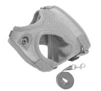 VERDANVERSE Adjustable Escape Proof Pet Harness Vest for Small Dogs and Cats with Reflective Band, Lightweight Breathable Mesh Kitten and Puppy Walking Leash, Medium Grey