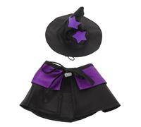 VERDANVERSE Adjustable Small Pet Wizard Costume Set for Cats Dogs Lightweight Magical Witch Hat and Cloak with Strap Comfortable Felt Material for Halloween Party Cosplay and Photo Props