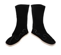 VERDANVERSE Antislip Oriental Costume Boots Men Hanfu Shoes PU Traditional Chinese Footwear for Tai Chi Practice Festivals Role-playing Black