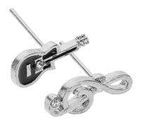 VERDANVERSE Asymmetrical Music Note Earrings for Women Musical Theme Studs with Guitar and Microphone Design Decorative Drop Jewelry for Everyday Wear Birthday and Party Accessories