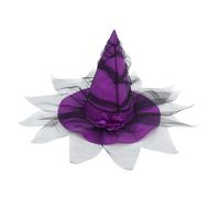 VERDANVERSE Baroque Style Witch Hat for Halloween Fancy Dress Accessory with Faux Flowers Mesh Veil Lightweight and Comfortable Ages Cosplay Events