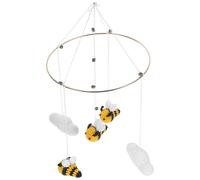 VERDANVERSE Bee with Metal Ring and Woolen Yarn Hanging Decor Nordic Style Comfortable Hand Touch Reusable Knitting Craft Pendant Yellow Bee and Cloud Shape Ornament for Indoor Scene Decor