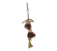 VERDANVERSE Bird Teething Natural Pine Cone Chewing for Parrots Macrame Hanging Design Practical Bird Foraging Accessory Safe and Engaging Playtime