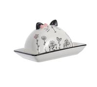 VERDANVERSE Butter Dish Ceramic Cat Style with Lid Covered Butter Holder for Kitchen Countertop Multi-Color Pottery Suitable for Farmhouse Decor