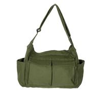 VERDANVERSE Canvas Messenger Bag for School Durable Crossbody Satchel with Strap Vintage Green Small Bag for Men and Women Organizational Pockets for Easy Access