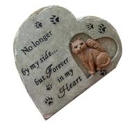 VERDANVERSE Cat Memorial Stone Resin Cat Tombstone Heart-shaped Angel Pet Grave Marker Outdoor Garden Ornament for Remembering