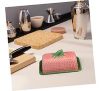 VERDANVERSE Ceramic Butter Keeper with Lid for Butter and Cheese Storage Reusable Airtight Dairy Container Stylish Red for Home and Restaurant Kitchen Organization