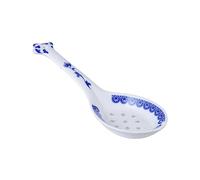 VERDANVERSE Ceramic Chinese Soup Spoon with Long Handle Porcelain Rice Scoop for Food Serving Traditional Blue and White Design Smooth Finish for Home Buffet Party and Banquet Use