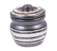 VERDANVERSE Ceramic Condiment Pots for Salt and Mustard, Black Seasoning Storage Pot, Lightweight Easy to Carry for Homes and Restaurants, Mustard Cup