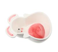 VERDANVERSE Ceramic Small Animals Food Bowl Rabbit Shape Pet Feeding Bowl for Hamsters Mice Birds Hedgehogs Easy to Clean Dry and Wet Food Holder