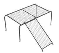 VERDANVERSE Chicken Coop Platform with Ladder and Iron Mesh Shelf Small Black Rutin Chicken Rack for Climbing and Feeding Poultry Habitat Décor Accessory for Coop