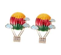 VERDANVERSE Colorful Cloud Hot Air Balloon Earrings for Women Zinc Alloy Studs with Rhinestone Decoration Sweet Adorable Tiny Enamel Earrings Playful Fashion Jewelry Gift