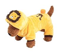 VERDANVERSE Comfortable Coral Fleece Pet Jumpsuits with Lion Style Hoodie for Small Dogs, Four Feet Design, No Fading Material, for Outdoor Playing and Holiday Cosplay