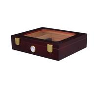 VERDANVERSE Compact Wooden Desktop Cigar Case with Glass Top Built Hygrometer and Humidifier Portable Humidor for Home and Office Cigar Storage and Display Brown